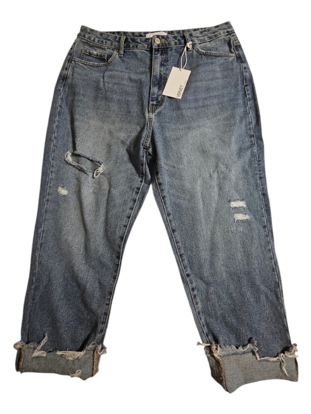 Vervet Relaxed Distressed Women's Jeans in Faded Blue